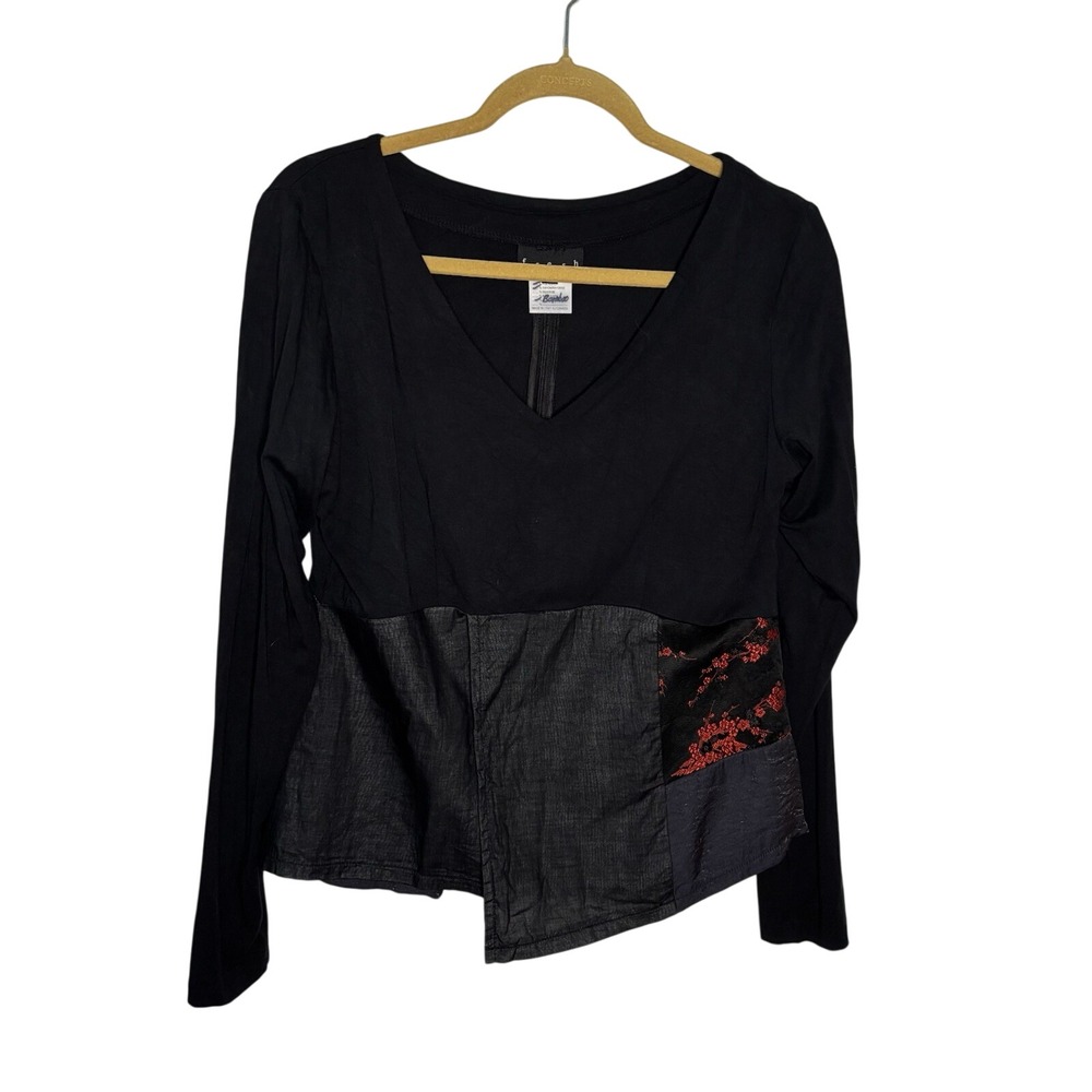 Y2K Fresh Asymmetrical Top Womens Black Whimsigoth Peplum Fairy V-neck Lagenlook
